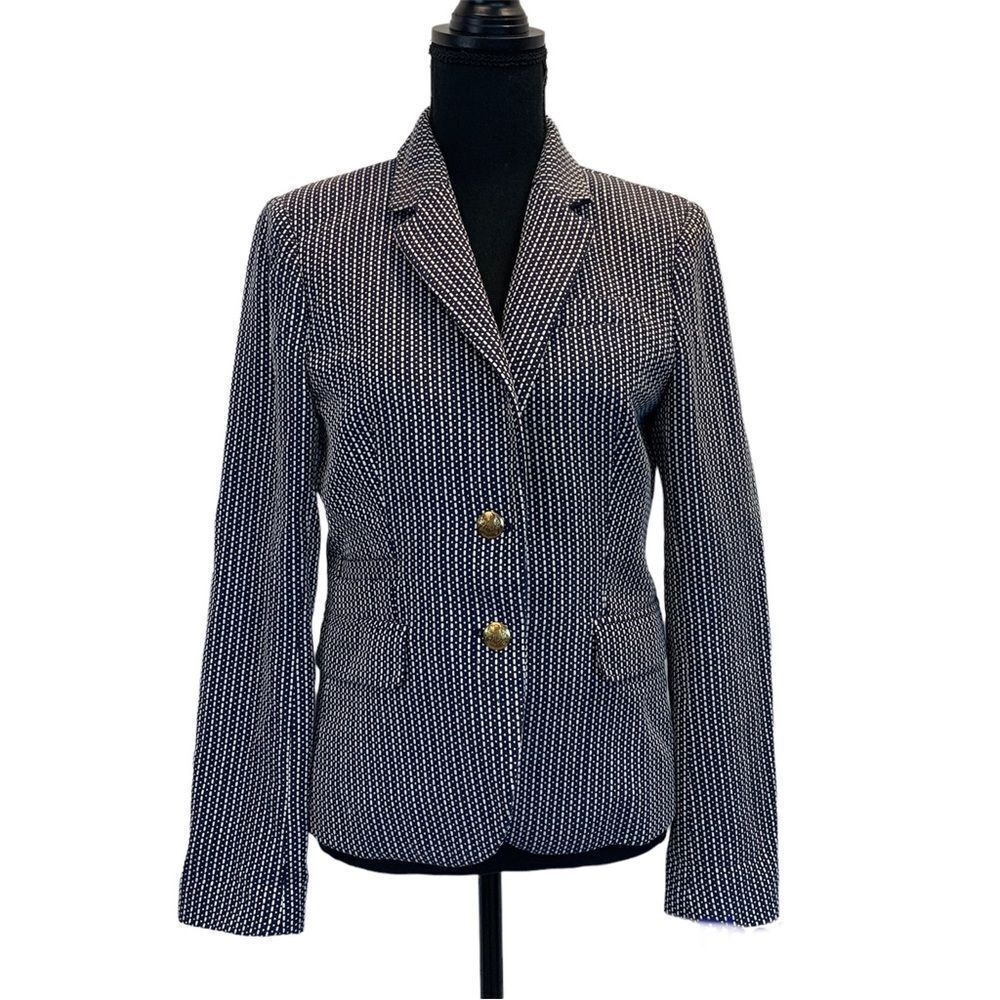 J. Crew navy white printed schoolboy blazer Sz 6